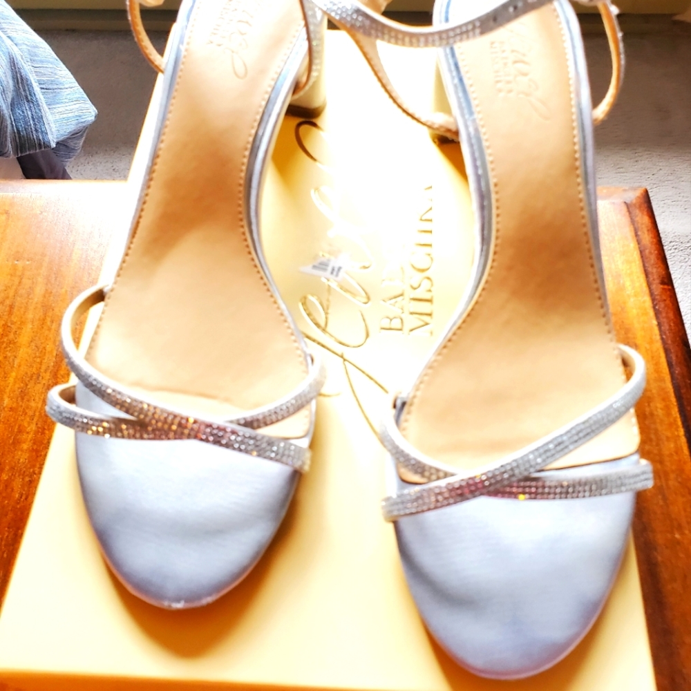 Silver Strappy Evening Sandals 7.5